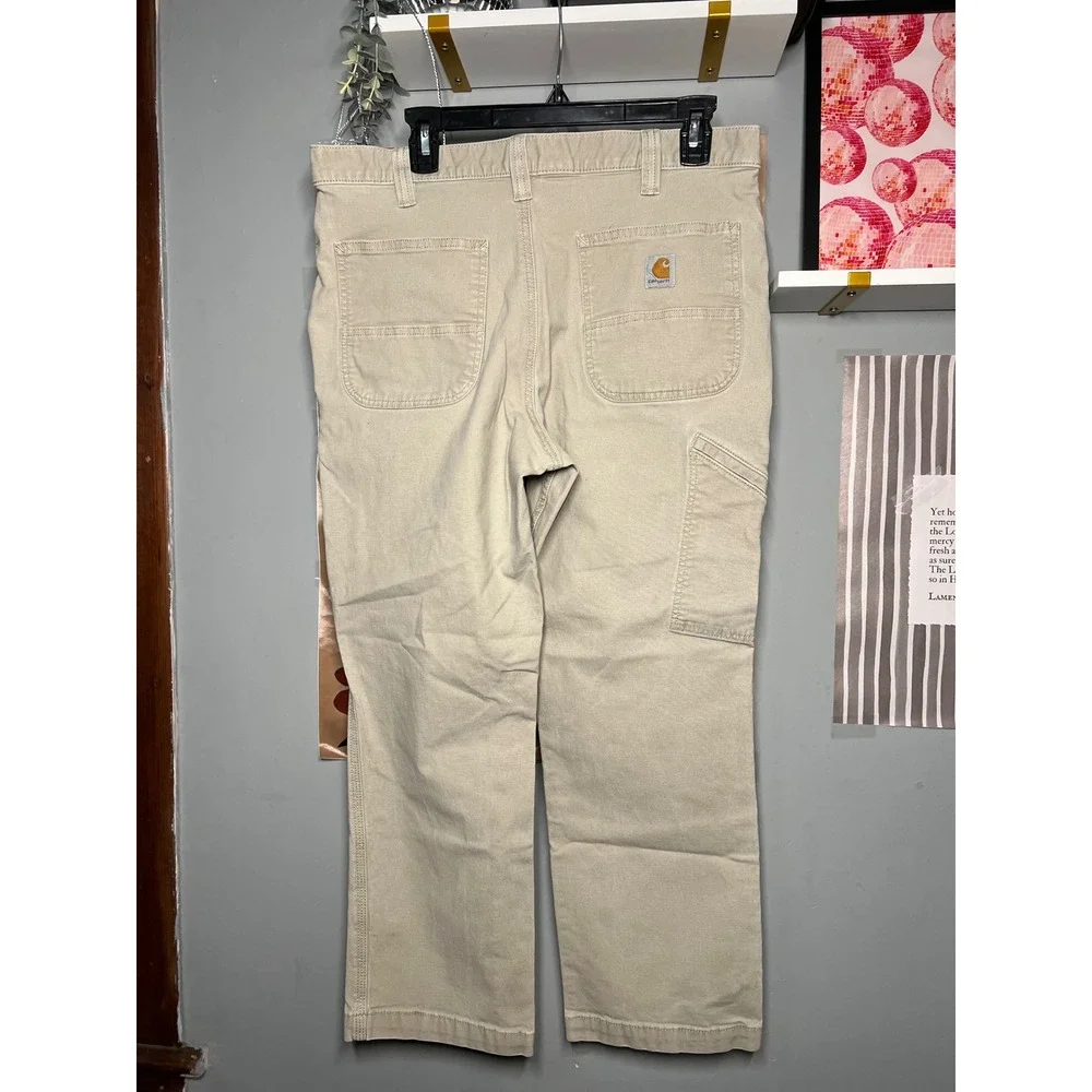 Carhartt Relaxed Fit Canvas Work Pants Mens 36x28 Tan Khaki Rugged Flex 102291 - Picture 2 of 5